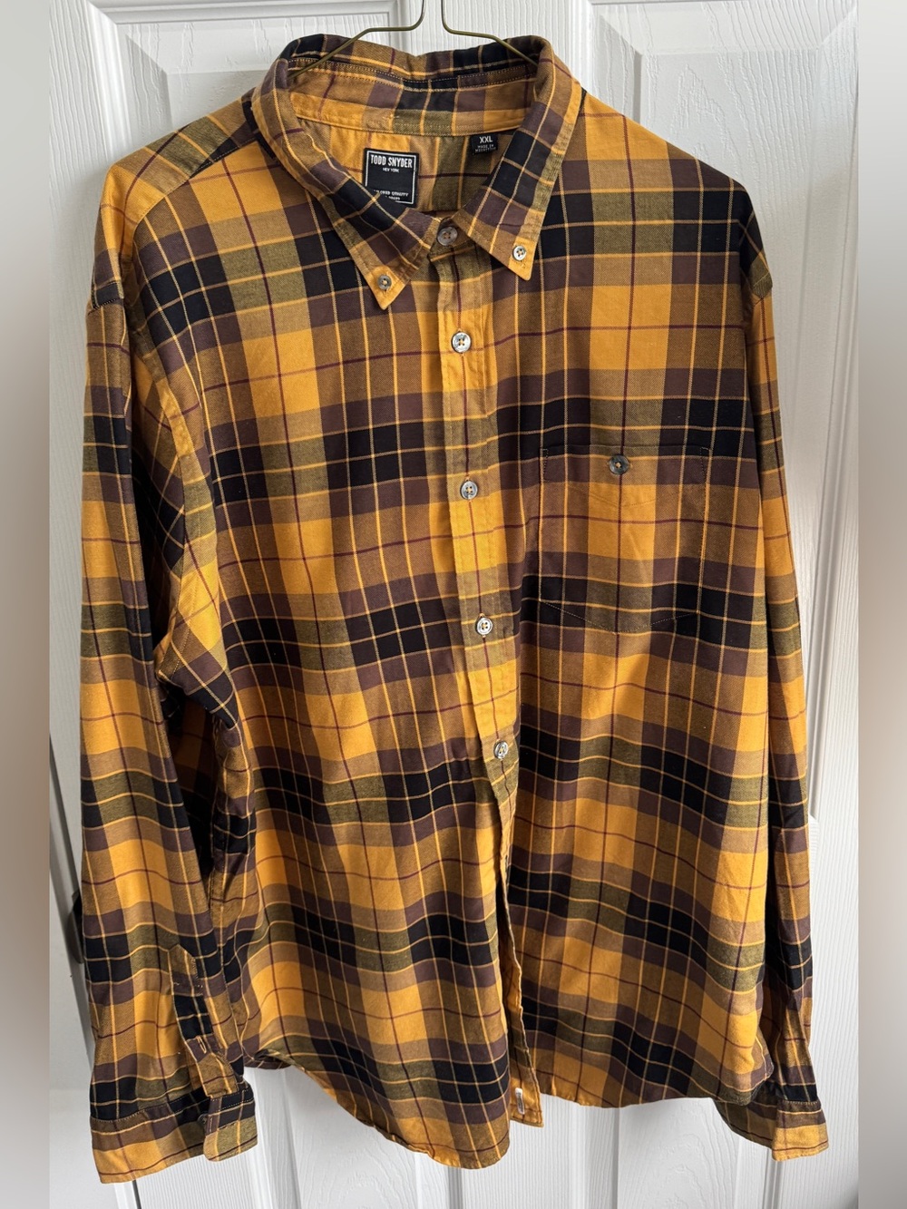 Todd Snyder - Men’s XXL - Yellow and Black Plaid Button-Down Shirt